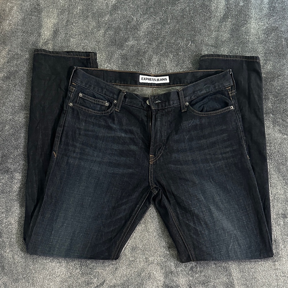 Express Men's Slim Straight Blue Jeans